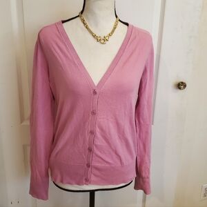 Loft pink v-neck cardigan sz S